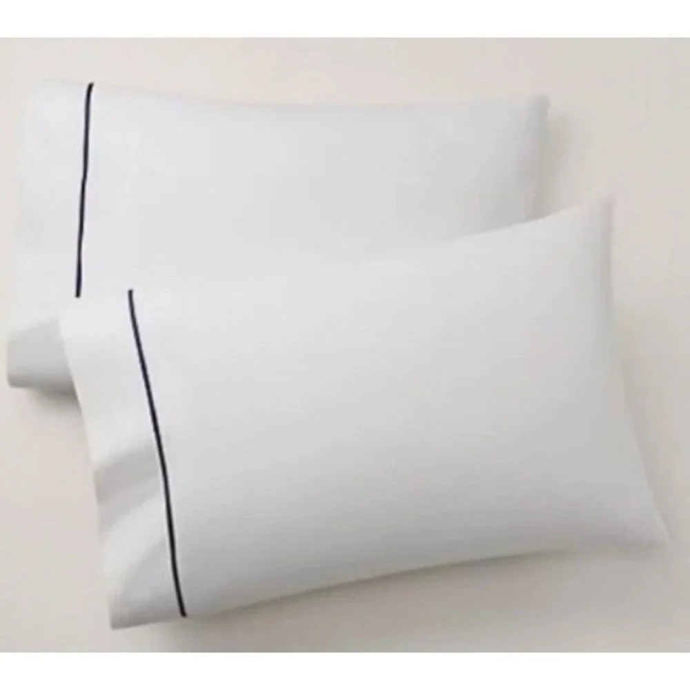 New Ralph Lauren Palmer Percale 2 King Pillowcases Organic Cotton Loft Gray
